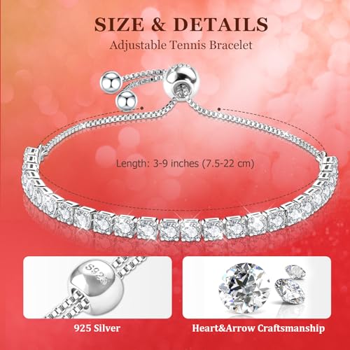 Thumbnail 1 de J.Fée Silver Tennis Bracelet for Women – Adjustable S925 Jewellery with Clear CZ Stones