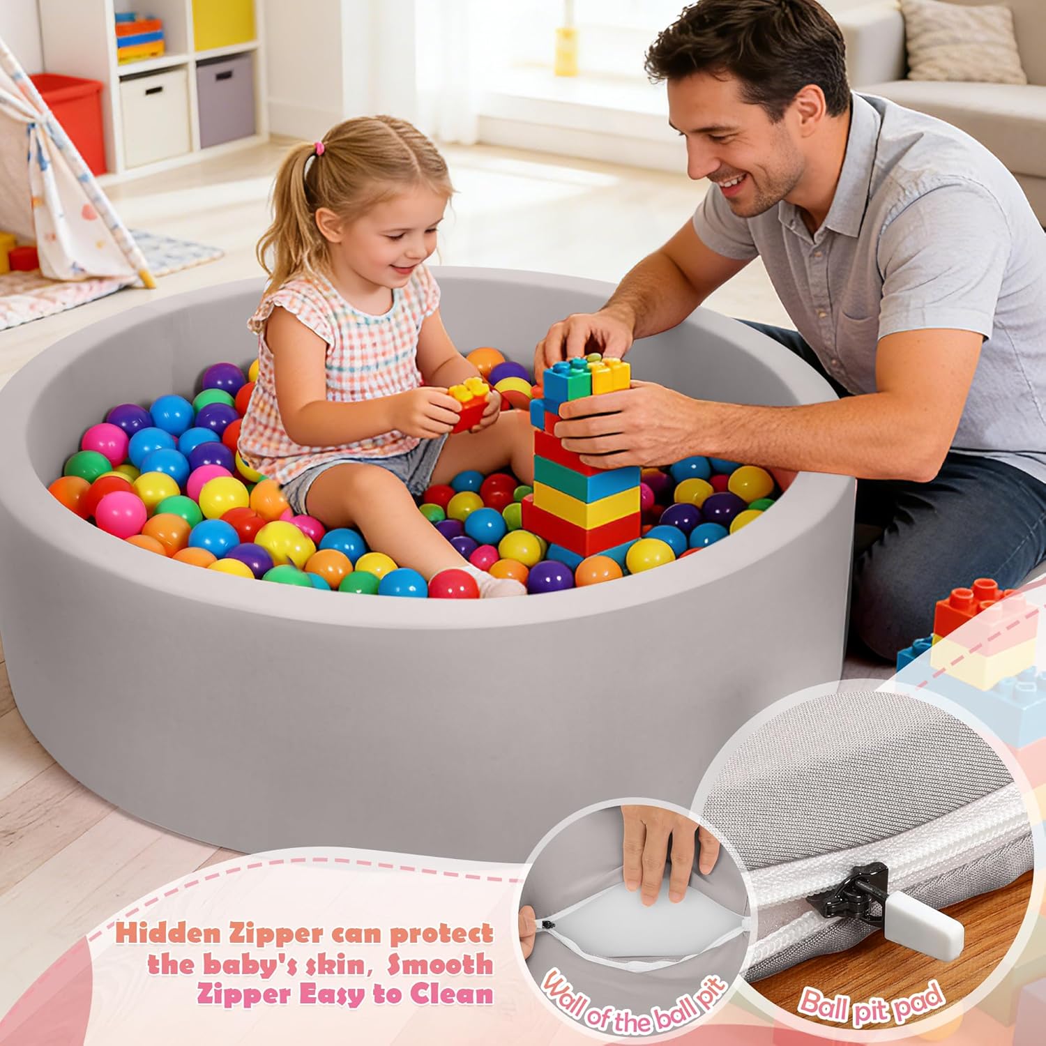 Thumbnail 5 de SIUUHOVS Foam Baby Ball Pit 35.4" x 11.8": Safe, Soft Play Space for Toddlers (Balls Not Included)