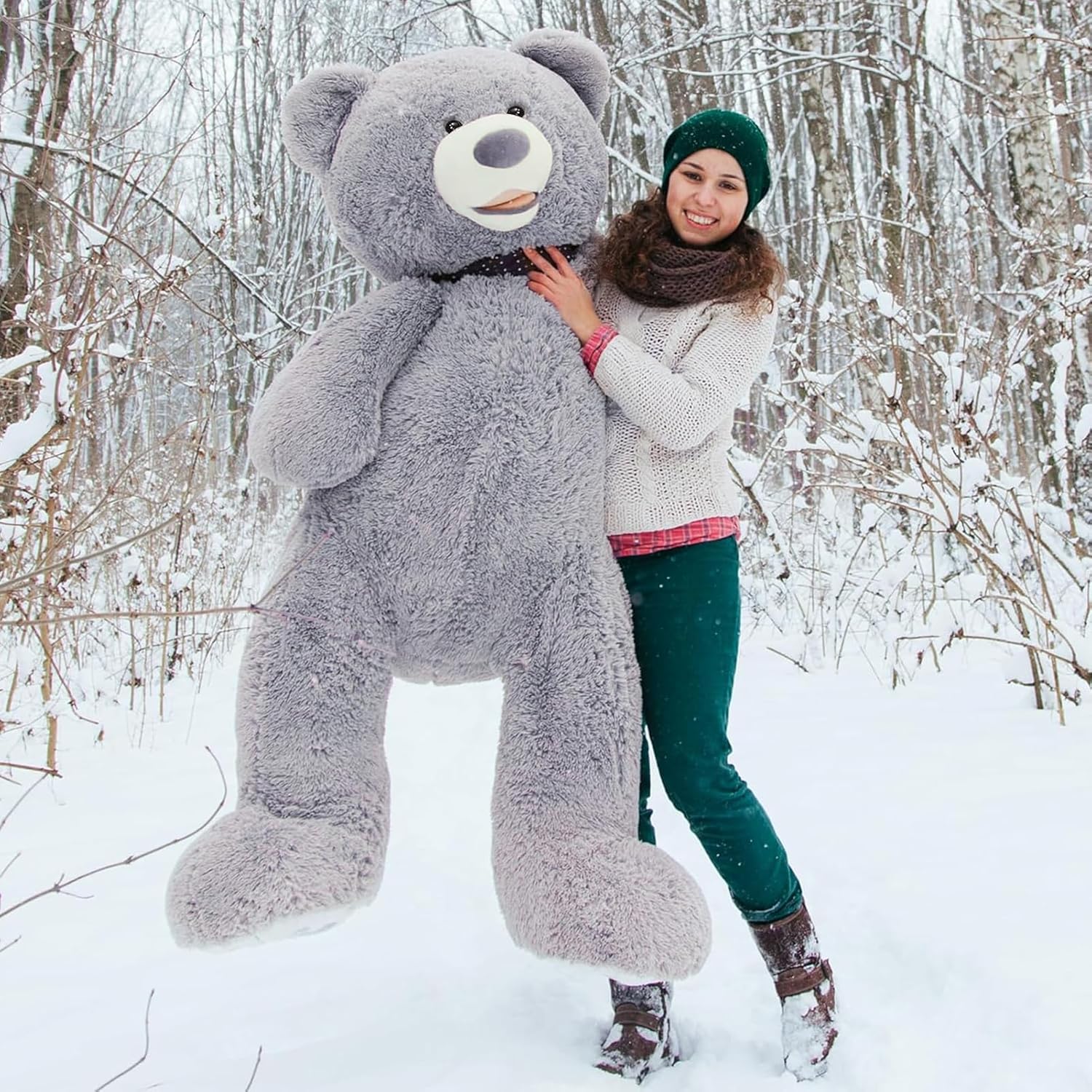 Thumbnail 1 de HollyHOME 150cm Giant Teddy Bear Plush (Grey) — large soft toy for home, cuddles and gifts