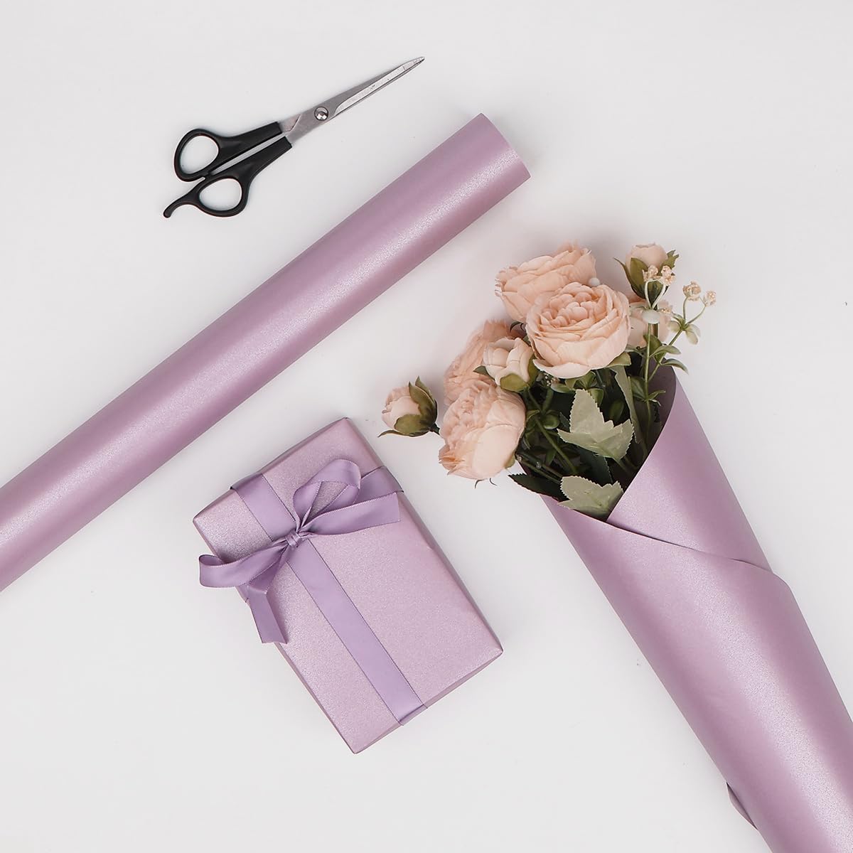 Thumbnail 2 de HJIJIAY Purple Wrapping Paper Roll (43cm x 10m) with Pearly Lustre finish