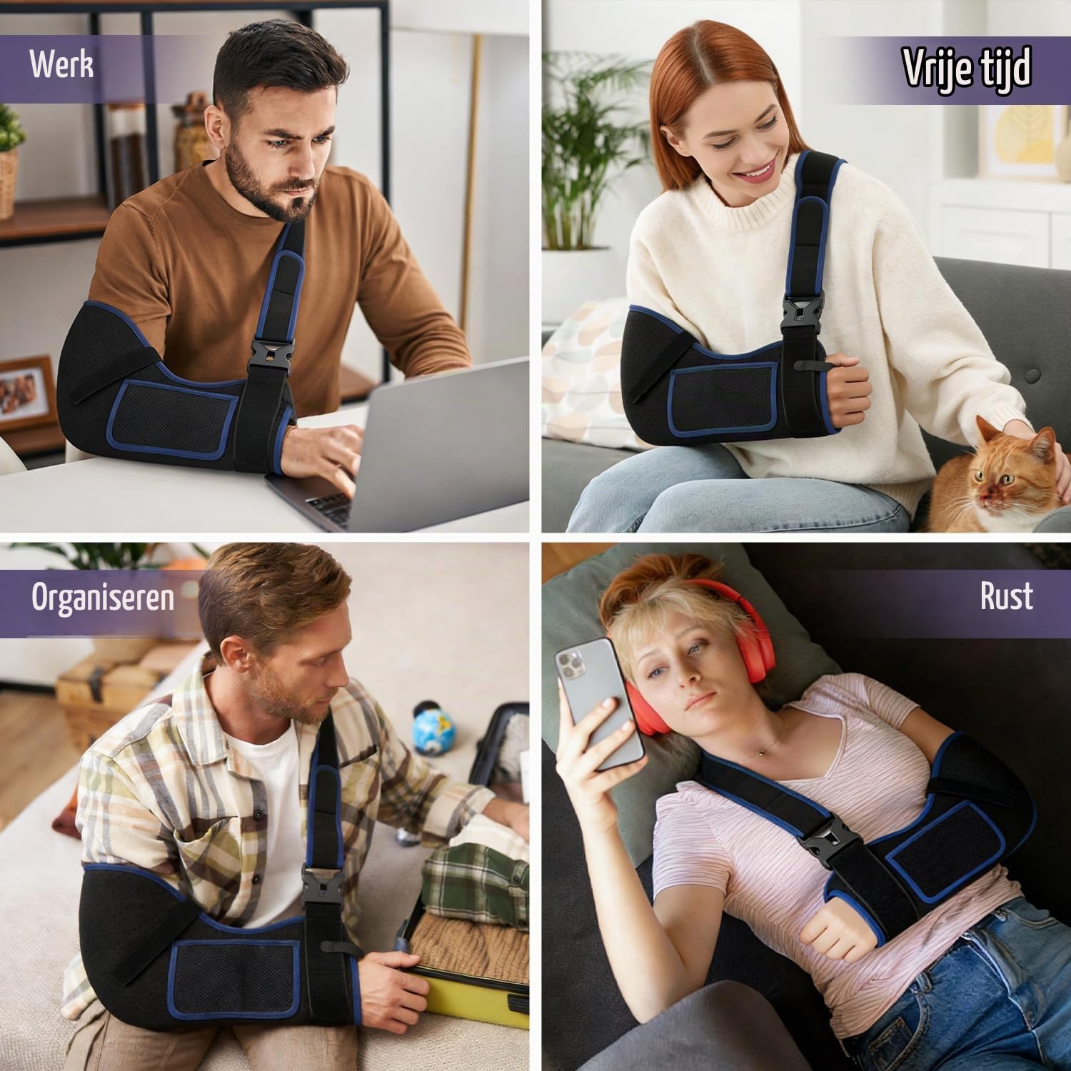 Detalle de supregear AS00000147 armsling maat M, ademend en verstelbaar, zwart en donkerblauw