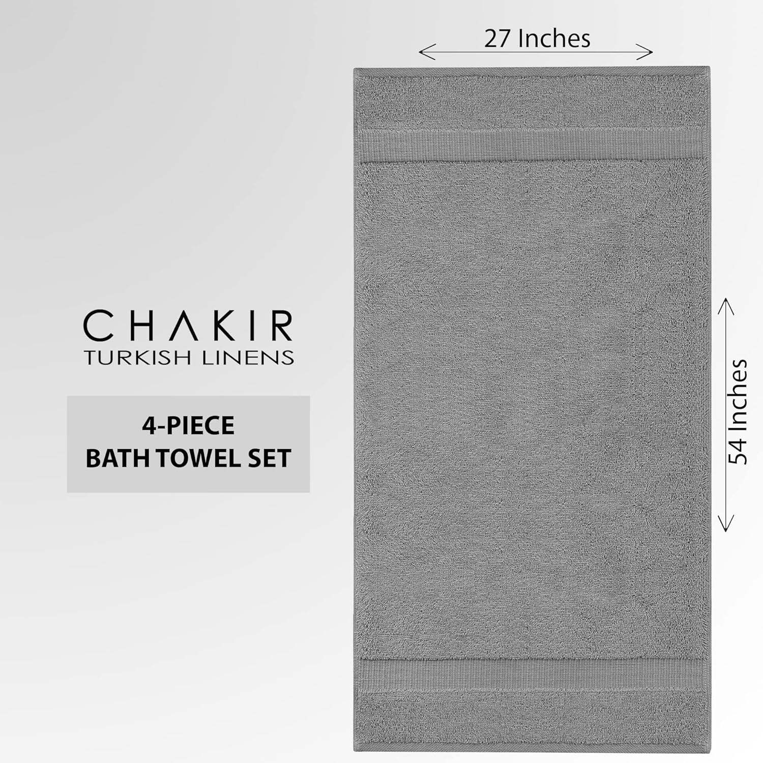 Thumbnail 6 de Chakir Turkish Linens 27x54 Towels Gray