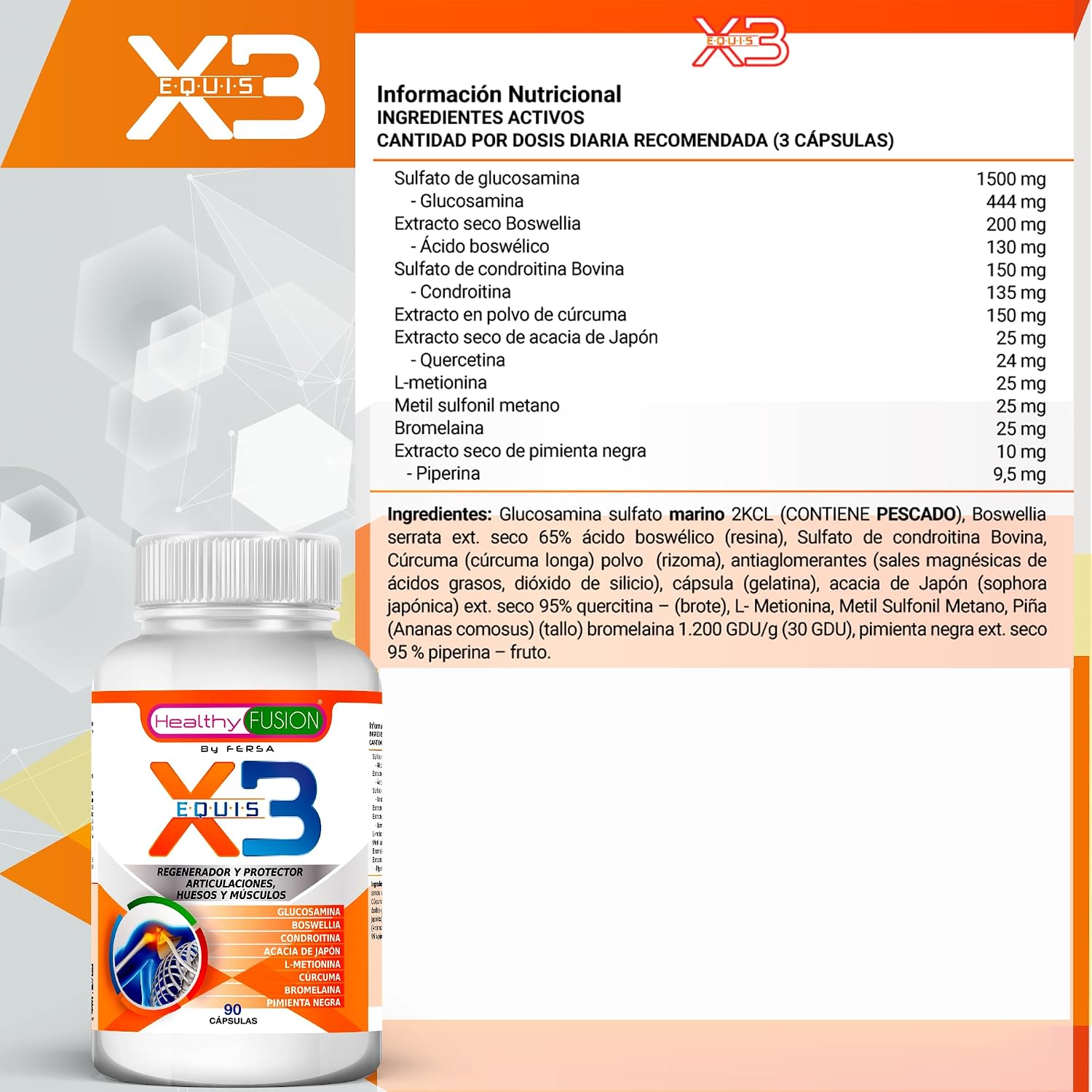 Thumbnail 3 de Healthy Fusion X3 Cúrcuma con Glucosamina y Condroitina 💊