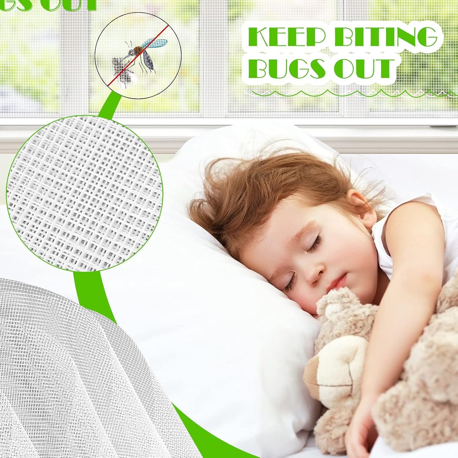 Thumbnail 3 de UtauHom Adjustable Magnetic Fly Screen for Windows (Max 120 x 110 cm) – White Frame, White Mesh