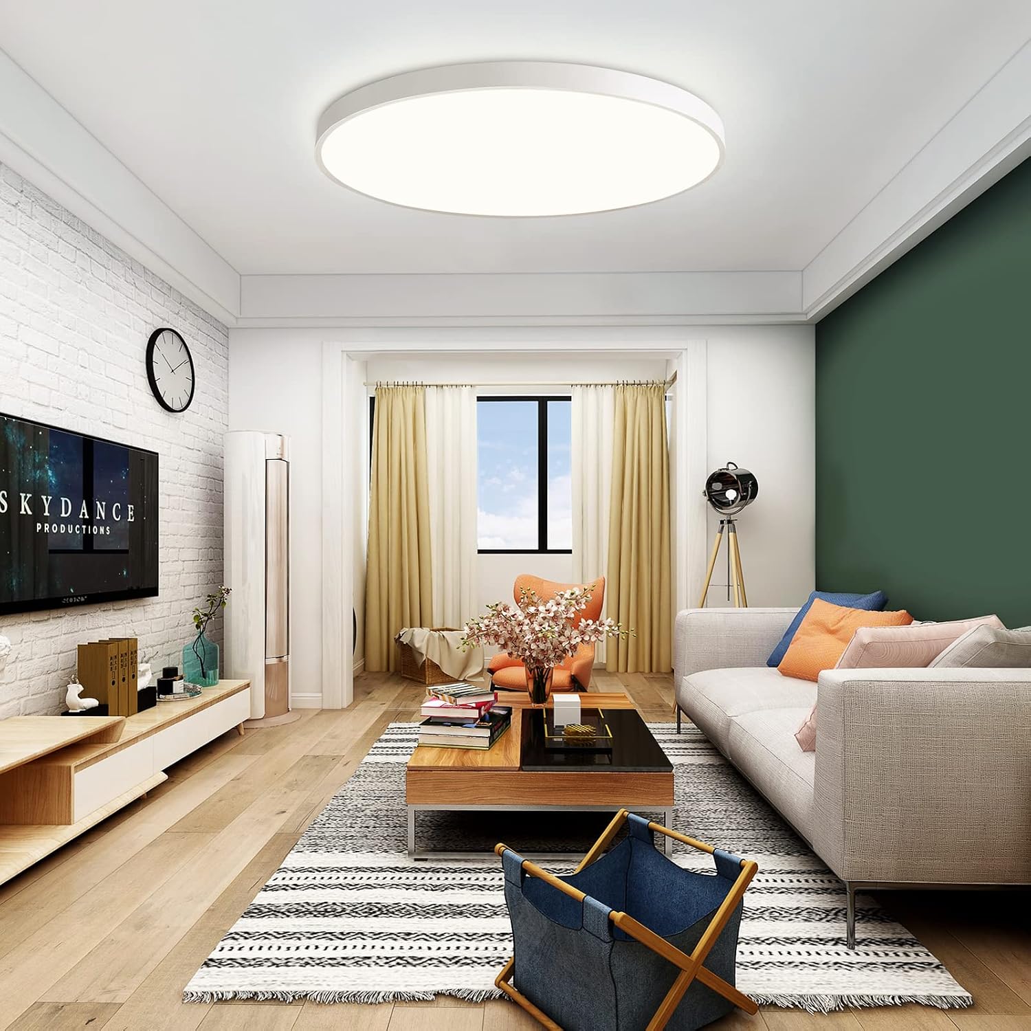 Detalle de JDONG LED Deckenleuchte 36W Flach Rund Weiß Ø40 cm, 3000K, CRI80+, 30.000h