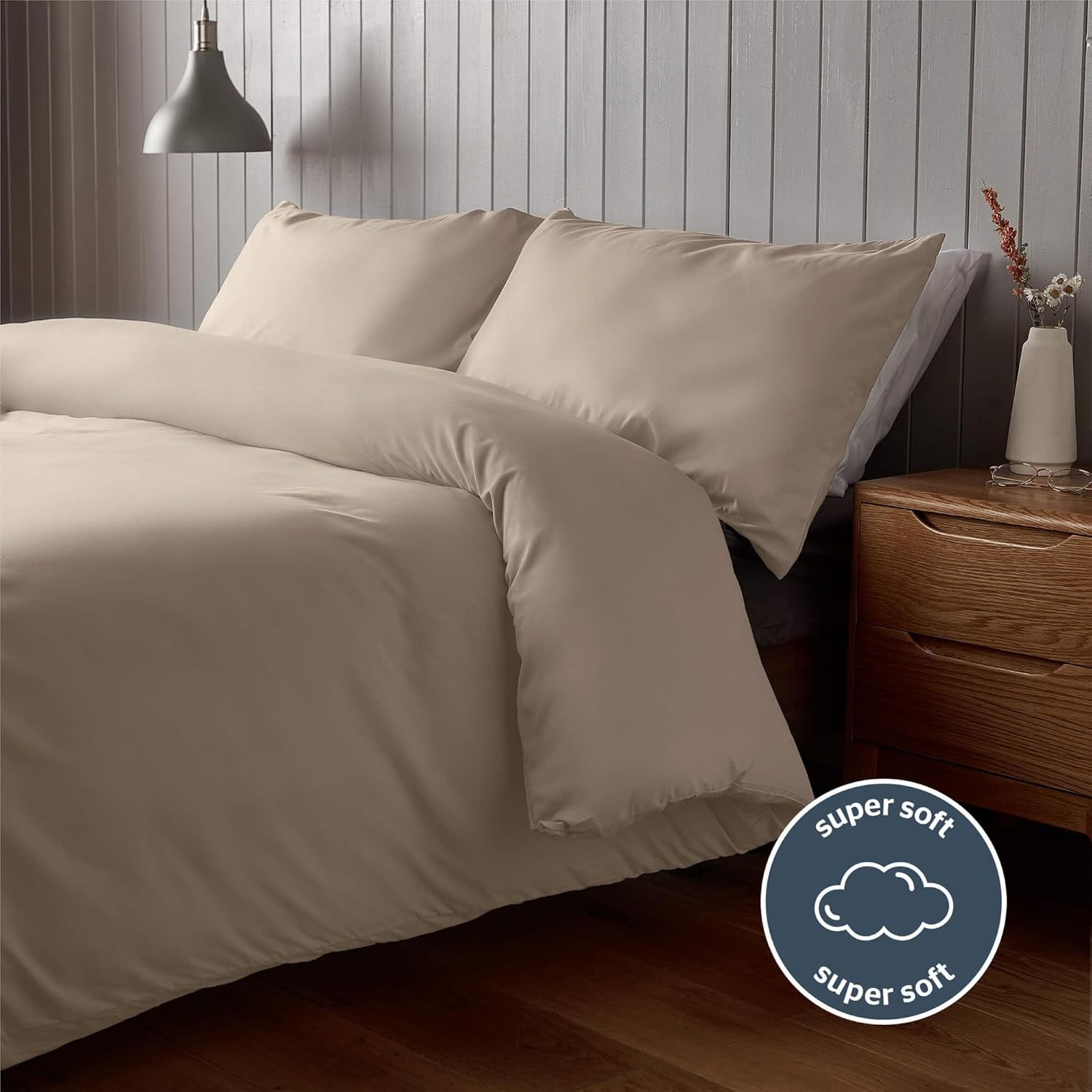 Thumbnail 1 de Silentnight Supersoft Duvet Set (King) – Cosy, Delicate Touch Microfibre with Button Fastening, Natural