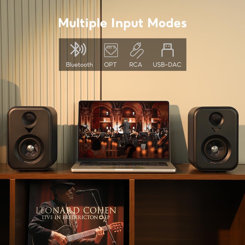 Thumbnail 4 de AIYIMA S400 Upgraded 2.1 Active Bookshelf Speaker – 50W HiFi Stereo with Bluetooth 5.3 and USB DAC