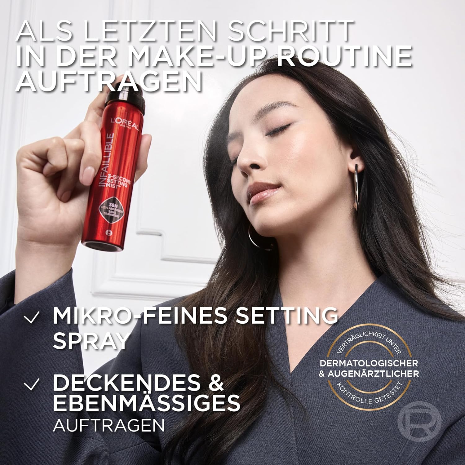 Detalle de L'Oréal Paris Infaillible 3-Second Setting Mist – Fixier-Spray für bis zu 36 Stunden Halt