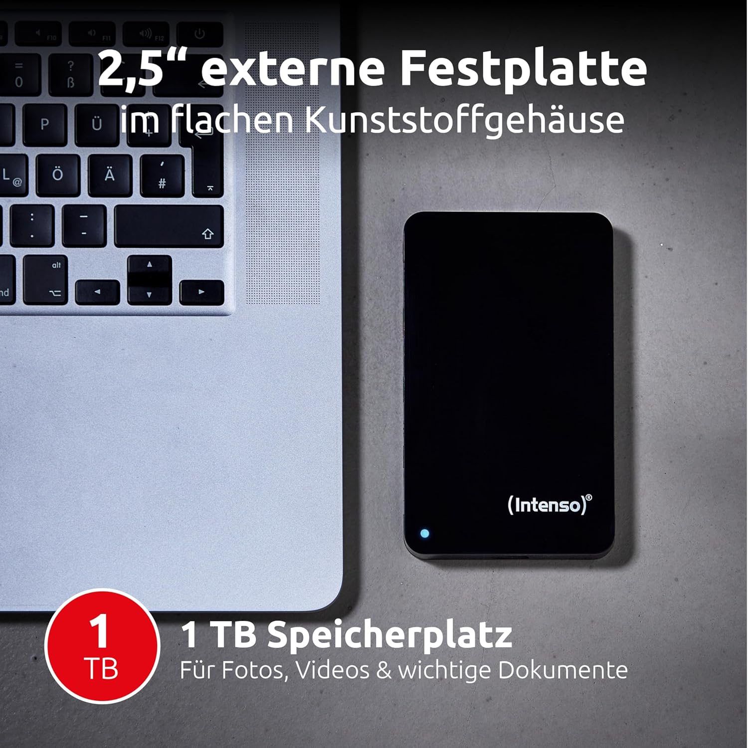 Detalle 2 de Intenso Memory Case 6021560 – zewnętrzny dysk 1 TB, USB 3.0, czarny