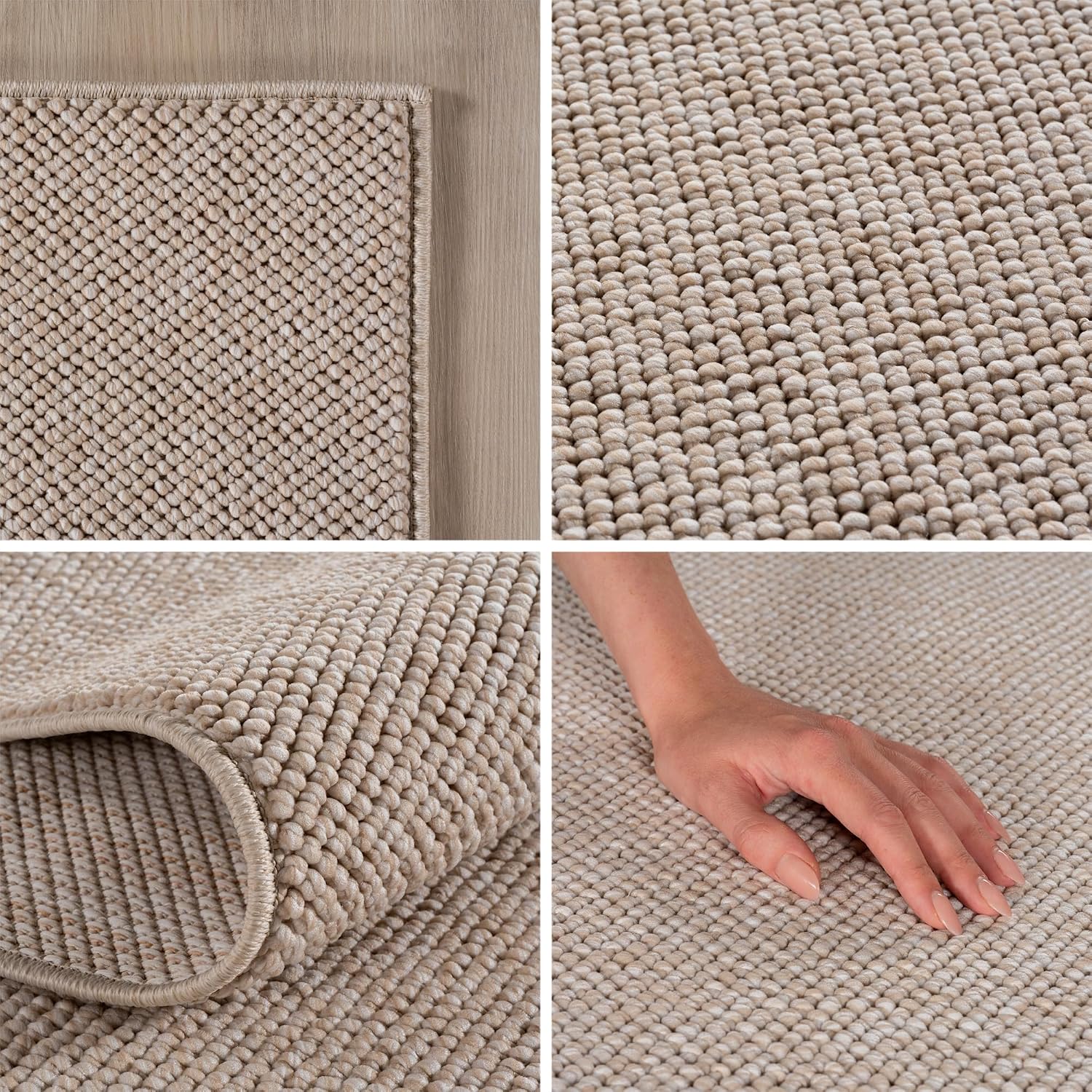 Detalle 2 de SIMPEX Teppich Creme 160x230 – Bouclé im skandi-Look, pflegeleicht & weich