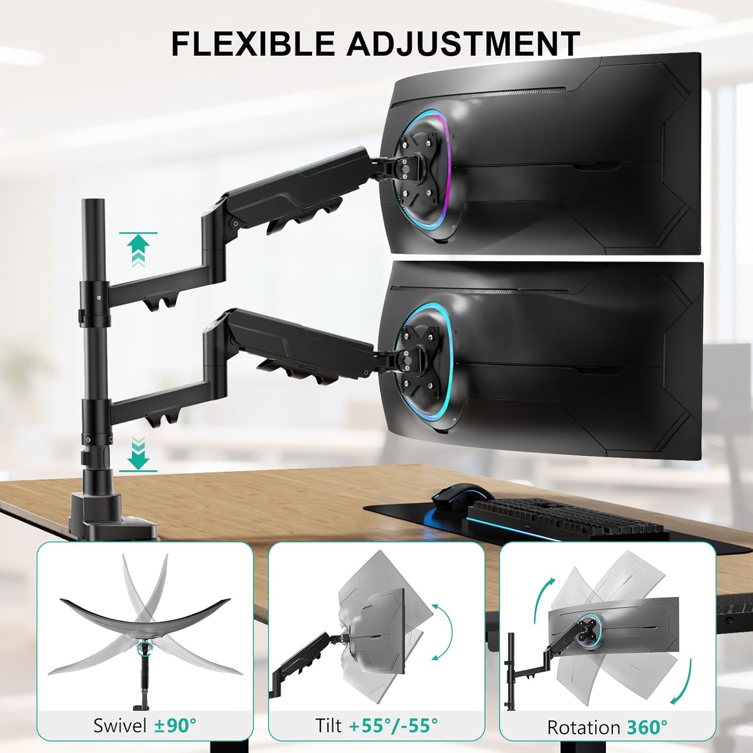 Thumbnail 2 de WALI Vertical Dual Monitor Mount for 17-49 inch Ultrawide Screens