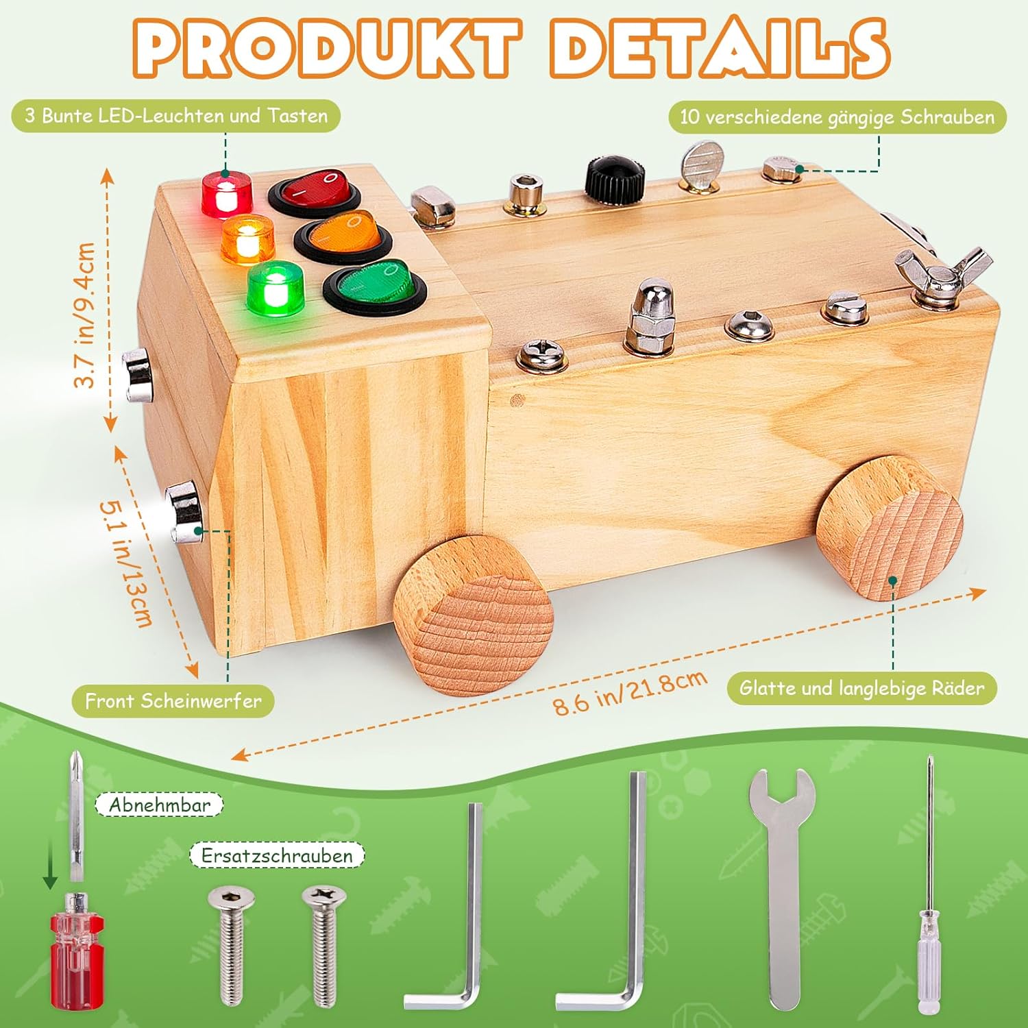 Detalle 2 de OAKJAR Montessori Schraubendreher Brett 2–6 Jahre