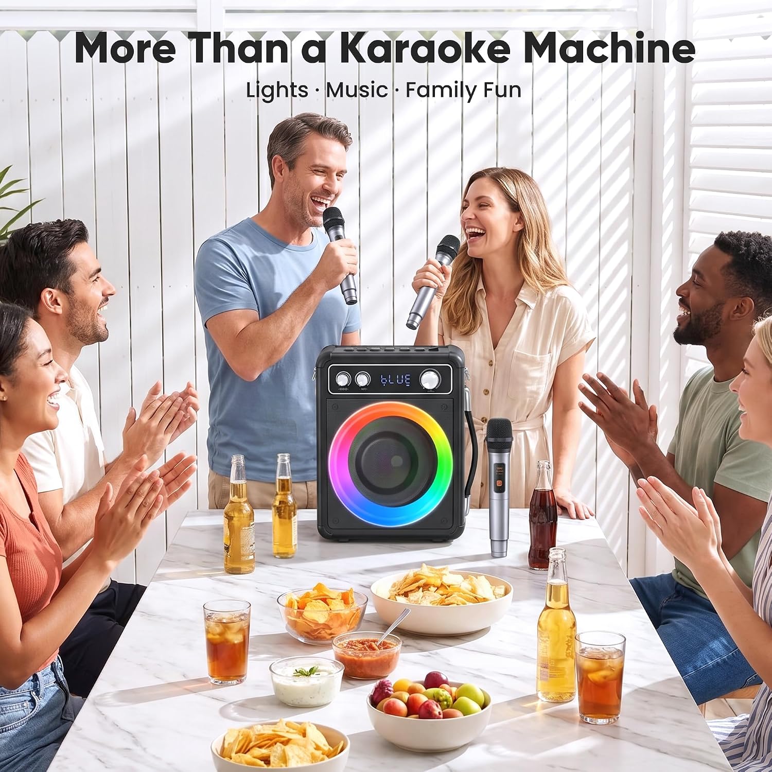 Detalle 2 de VOSOCO T-03 Karaoke Machine with 3 Rechargeable Wireless Microphones