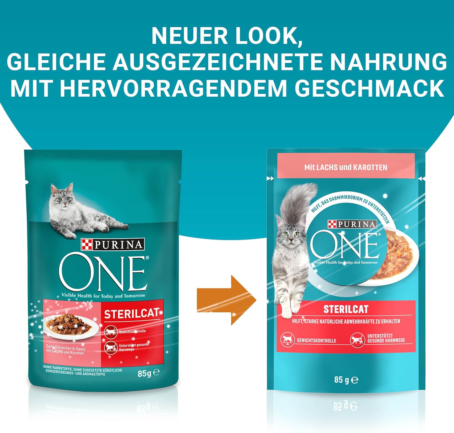 Thumbnail 1 de PURINA ONE STERILCAT Wet Cat Food with Salmon and Carrots, 26 x 85 g
