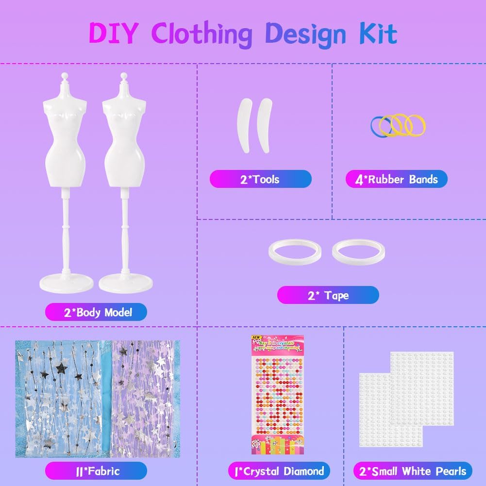Thumbnail 1 de Aomig Fashion Designer Kit for Girls with 2 Mannequins – Creative Dress Making Set for 6–12+
