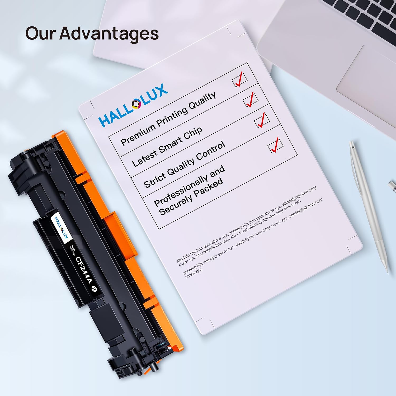 Detalle de HALLOLUX CF244A 44A Black Toner Cartridges (Compatible) for HP CF244A – 2-Pack for LaserJet Pro M15 & M28 Series