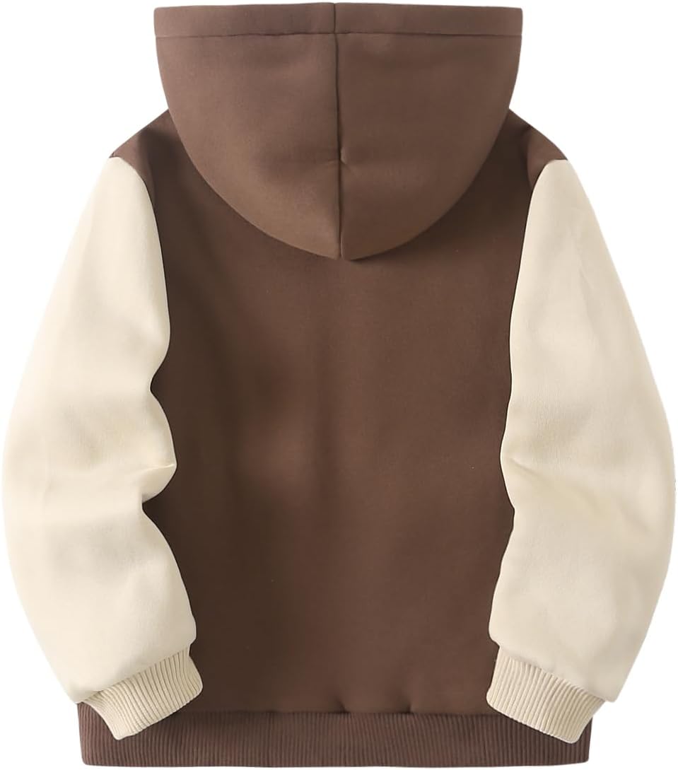 Detalle de Fdqin Boys' Sherpa-Lined Zip-Up Jacket with Hood, Fleece, Two Pockets