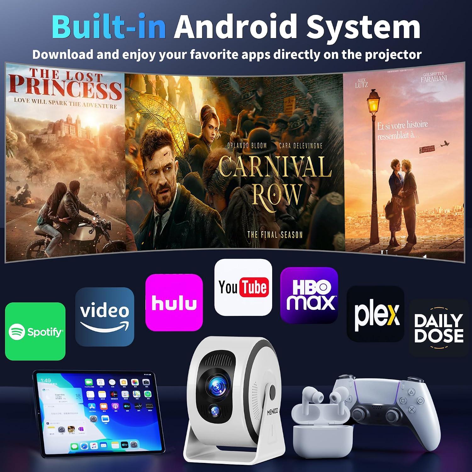 Thumbnail 2 de Mini Smart-Projektor mit 1080P und WiFi 6