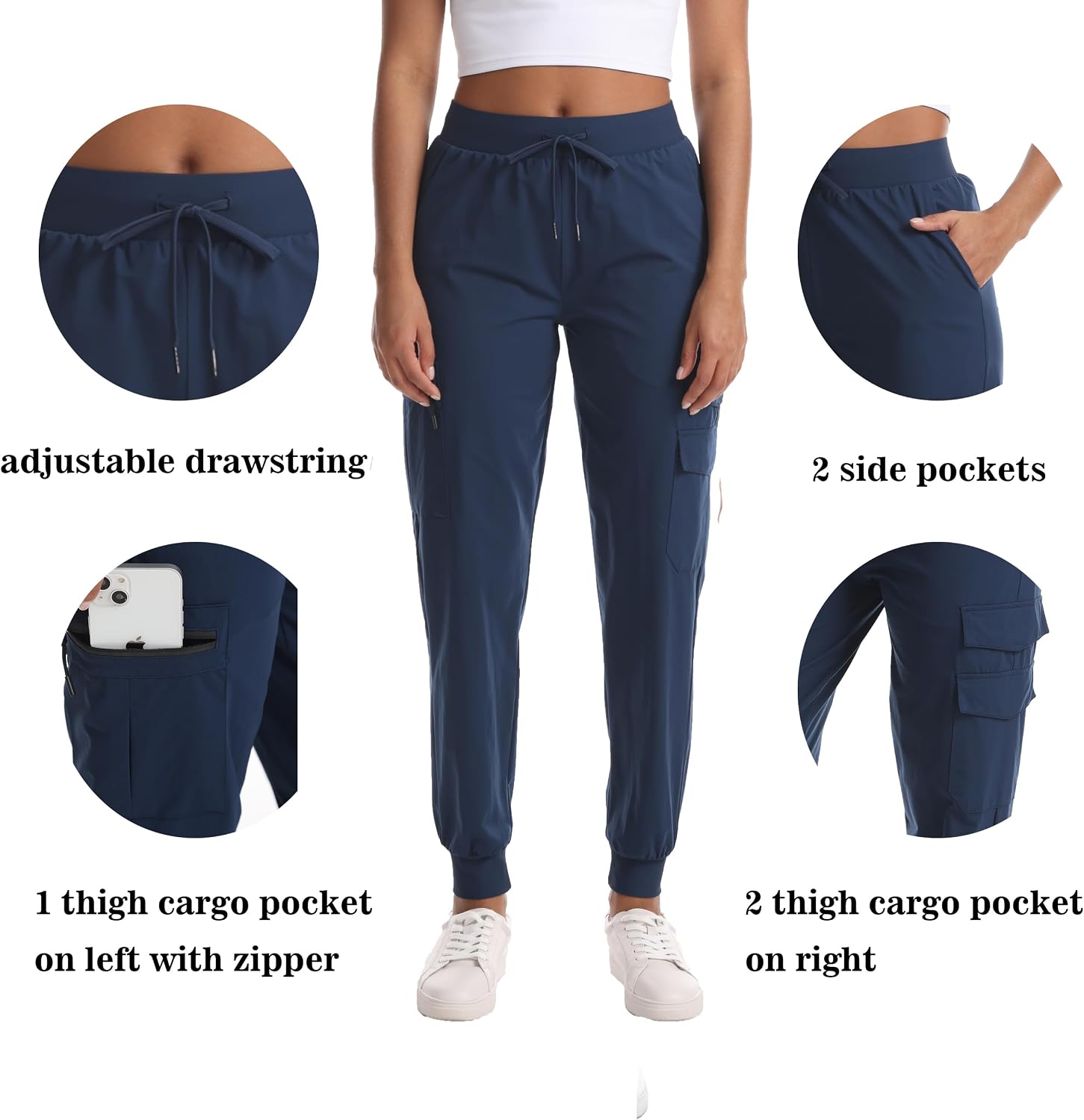 Detalle de Yoglegins Women's Lightweight Hiking Joggers, 5 Pockets, Quick-Dry, UPF 50+