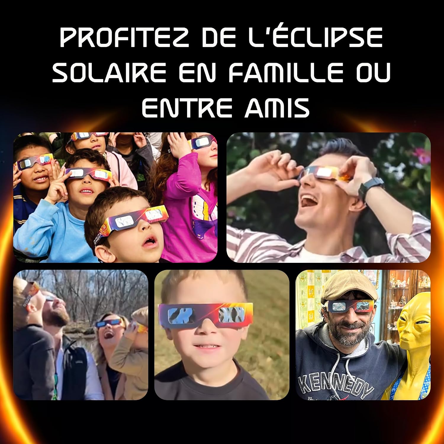 Thumbnail 3 de Galaxium Lunettes d'éclipse solaire [Lot de 6] – Certification ISO 12312-2 et CE pour observation directe de l’éclipse 2026