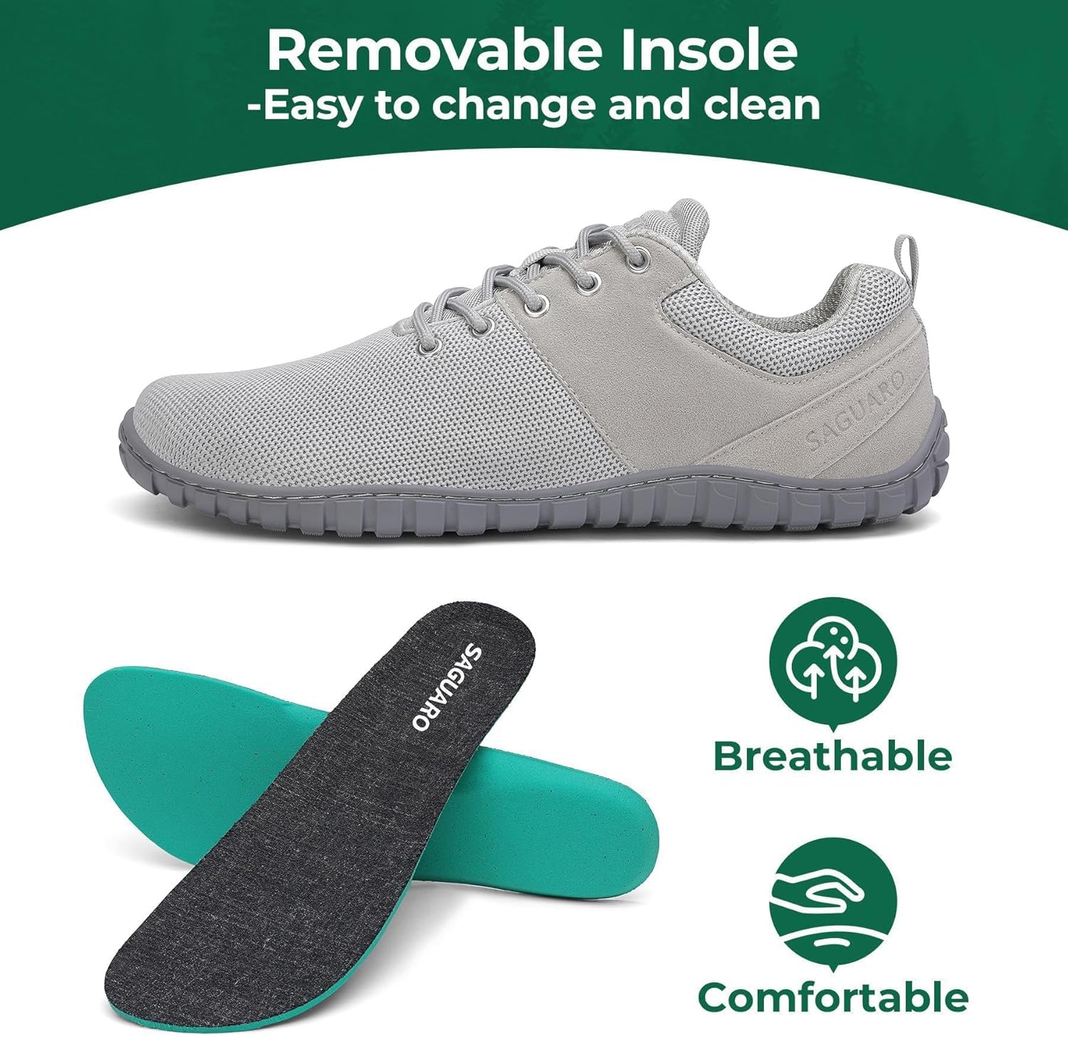 Thumbnail 2 de SAGUARO Chaussures Minimalistes Wish Ⅰ — Unisexes, Maille Respirante, Semelle Zero-Fall, GR.36-48