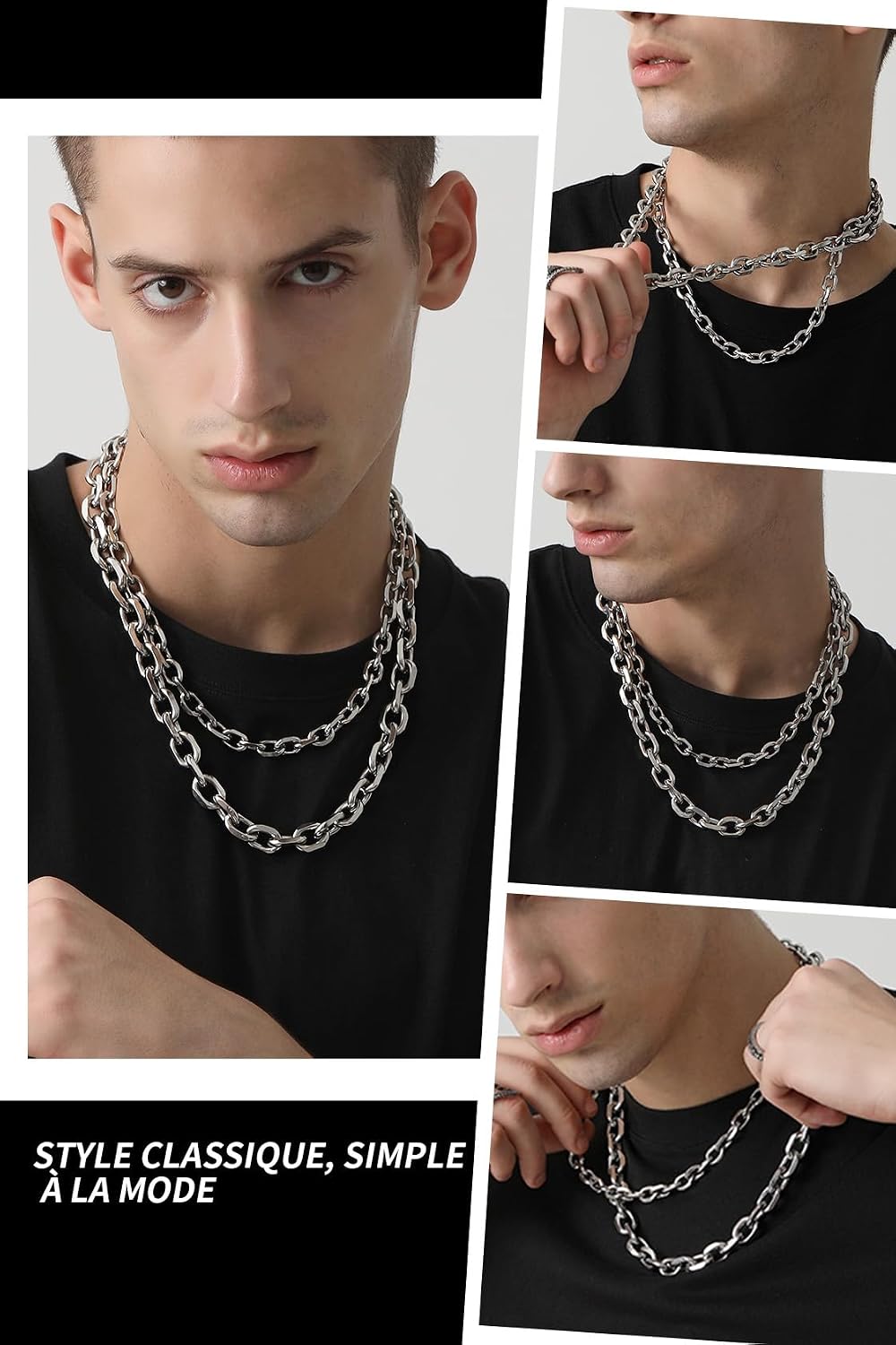 Detalle 2 de ChainsHouse - Collier en Acier Inoxydable Massif 316L, Chaine Homme/Femme, Longueurs 46–76 cm