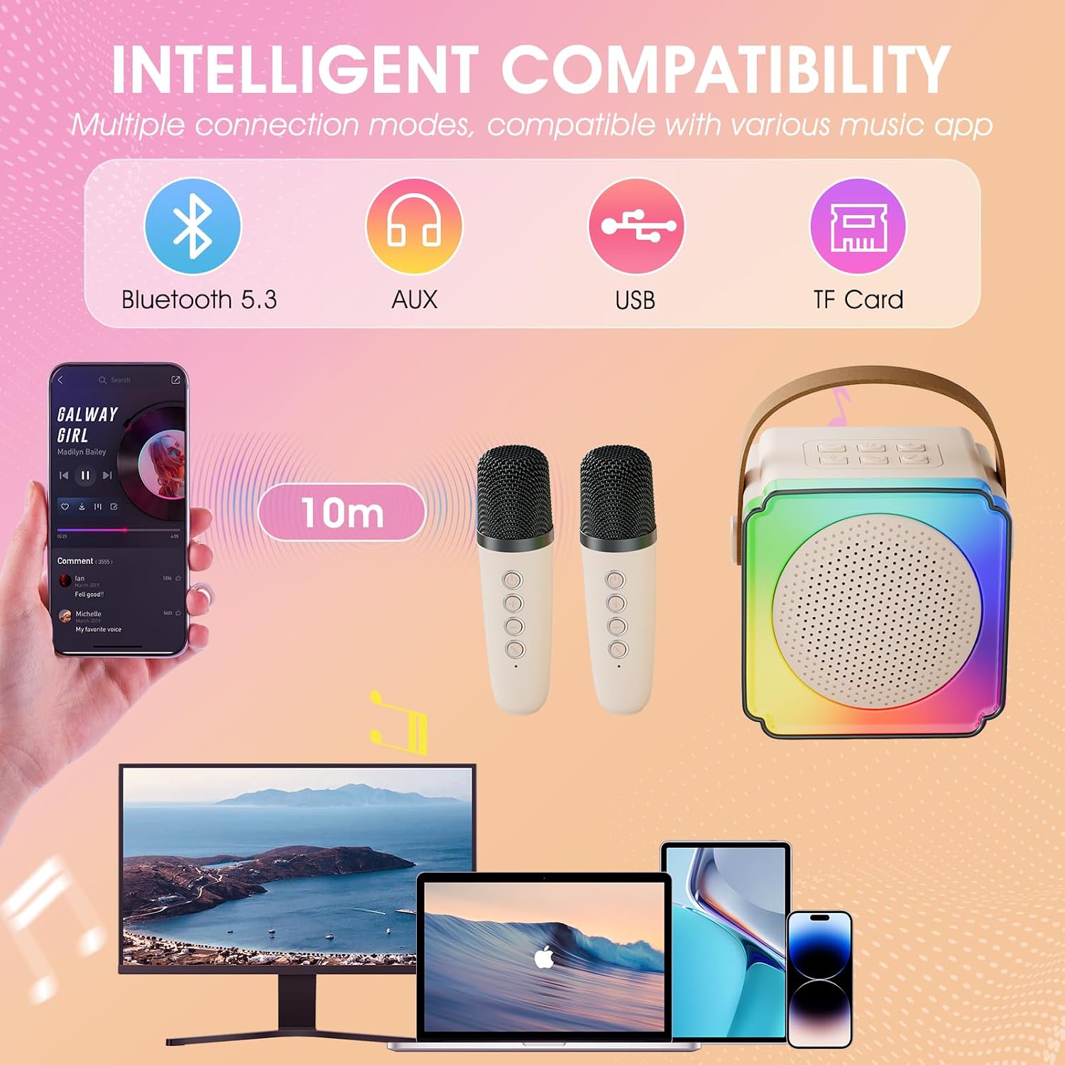 Detalle de Lavliy Mini Karaoke Machine 2‑mic for Kids 🎤