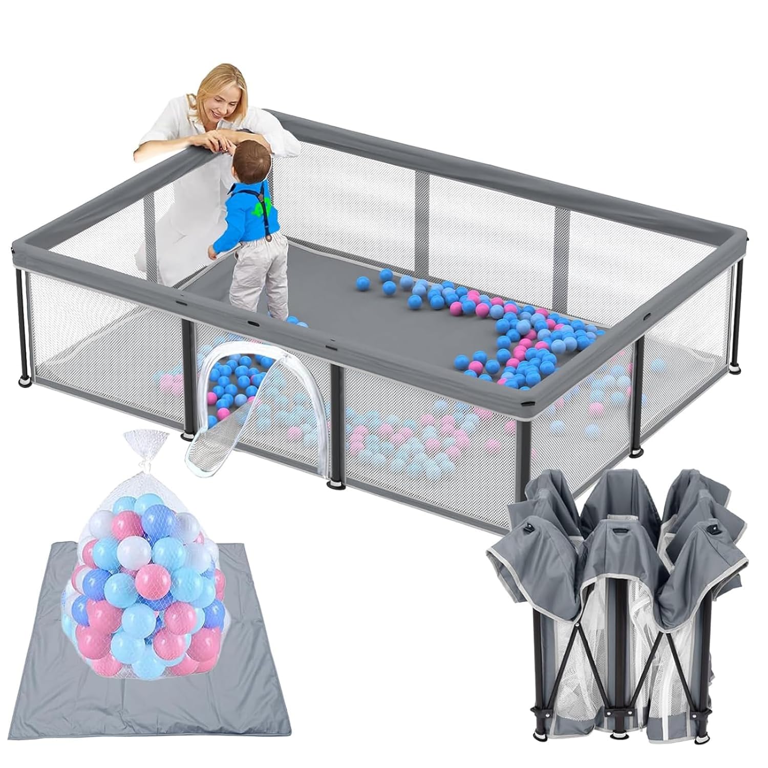 Thumbnail 6 de Laufstall Baby mit Matratze 127x127 cm Avocadogrün