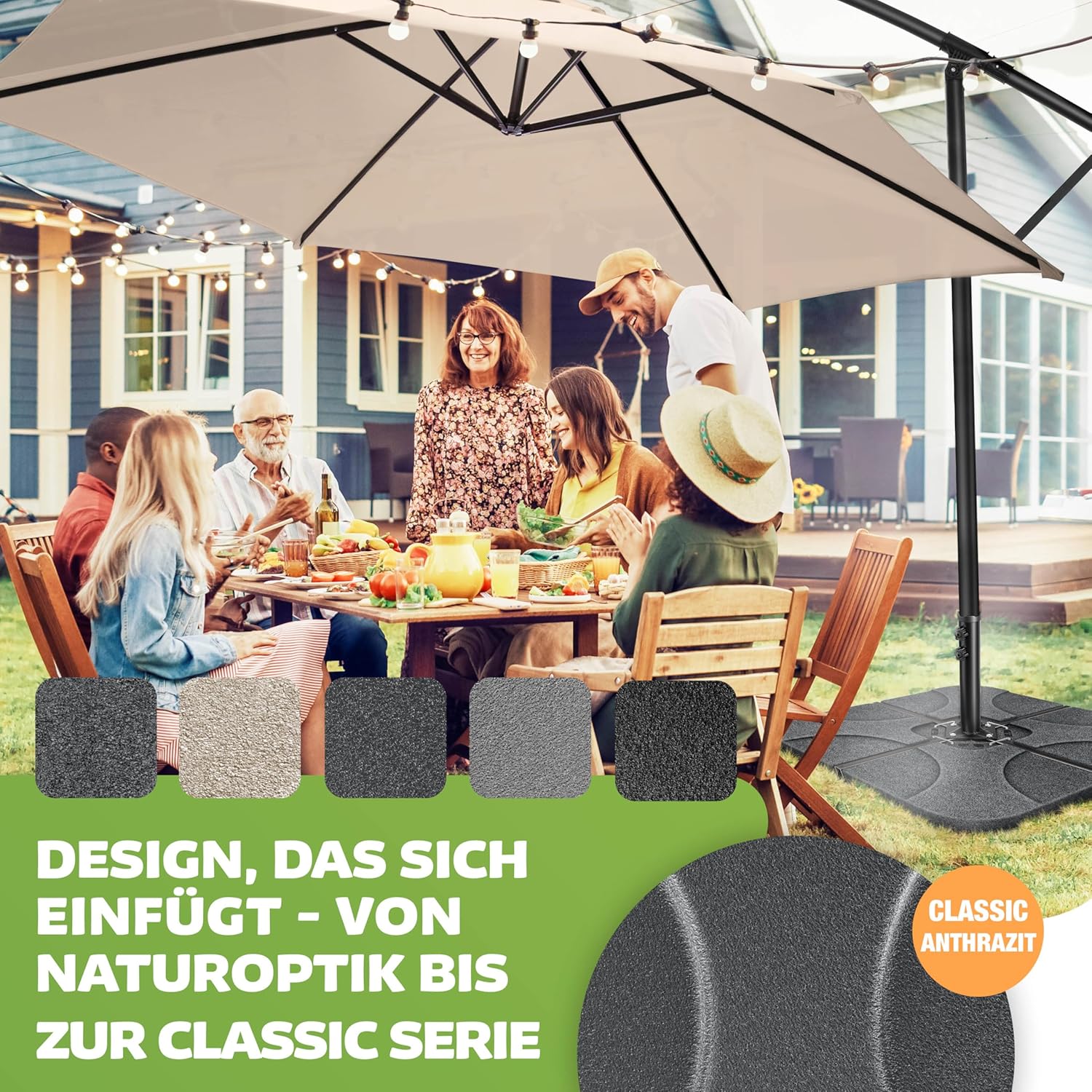 Thumbnail 6 de KESSER® Sonnenschirmständer 4-teilig für Ampelschirm (bis 60 Liter befüllbar, max. 80 kg) mit Metallverbinder