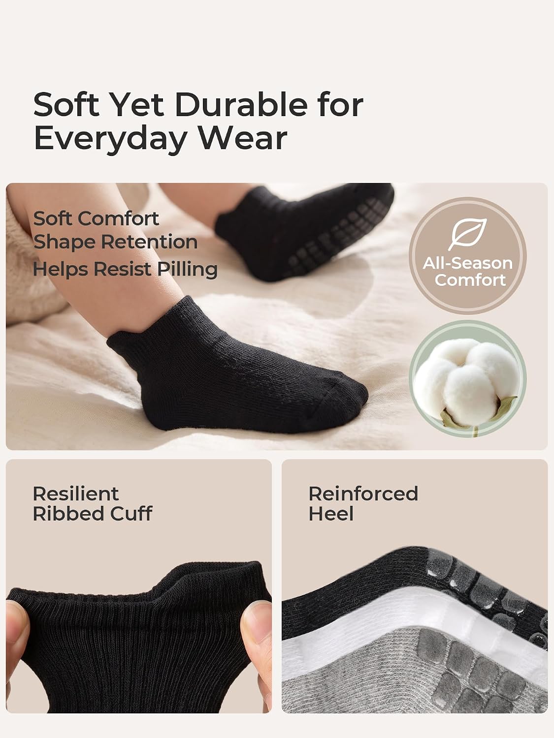 Detalle de Bearbay Baby Non Slip Ankle Socks 9 Pairs