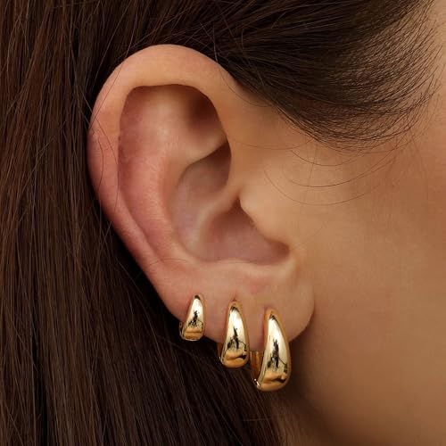 Thumbnail 7 de Chriscoco Gold Hoop Earrings for Women – Chunky Silver Hoop Earrings