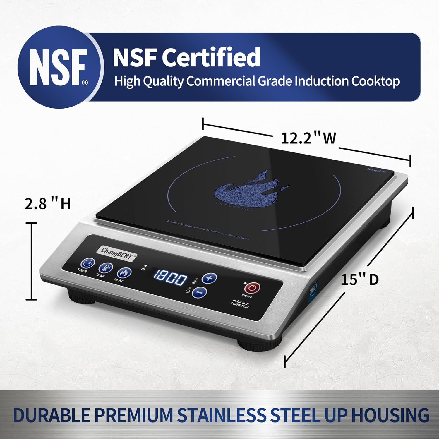 Detalle de ChangBERT Induction Cooktop Portable Commercial-Grade 8" Coil Burner 🧯