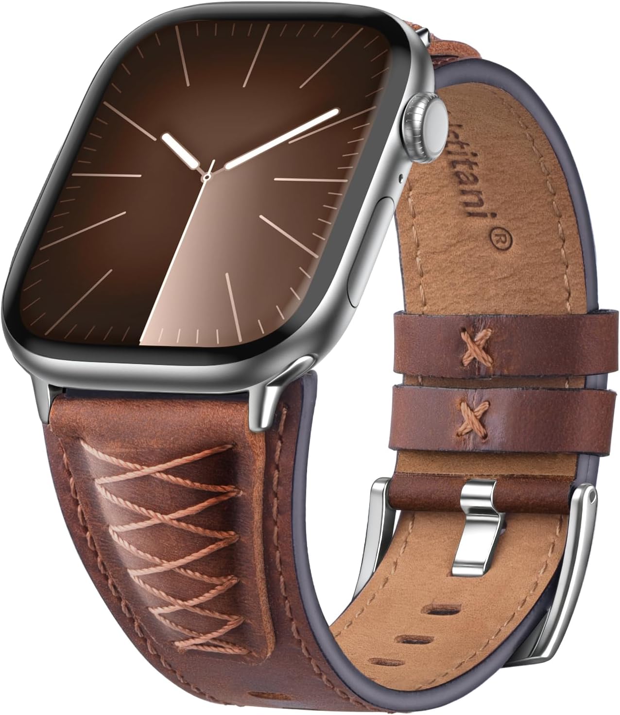 Bracelets en cuir Wristitani pour Apple Watch 44–49 mm — cuir véritable et design maillé, haut de gamme