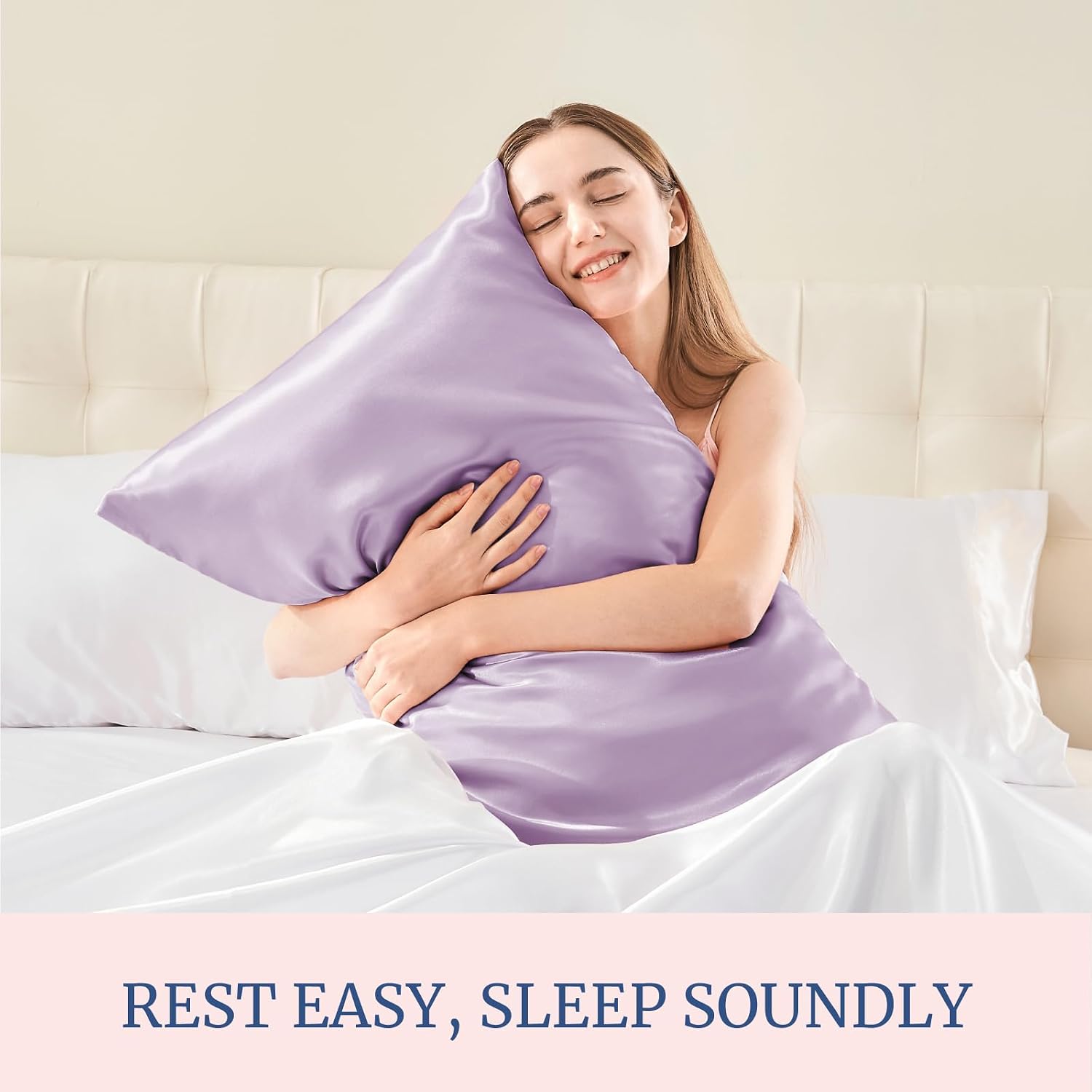 Detalle 1 de BEDELITE BEUSA11M029 Satin Pillowcases, Standard 20x26 Inch, Lavender, Set of 2