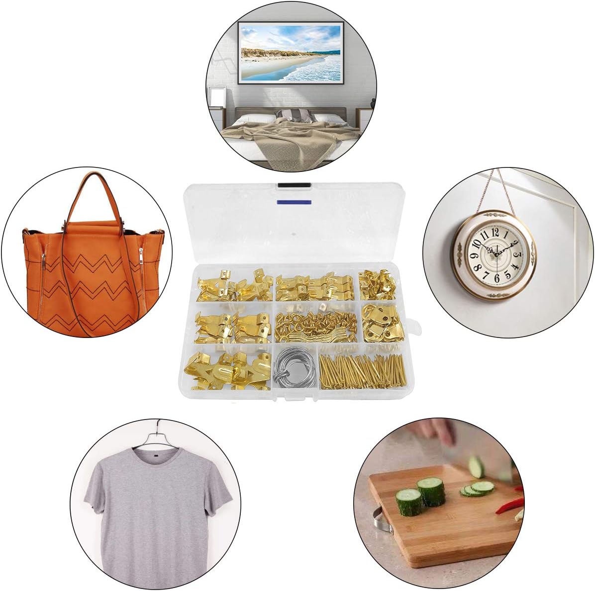 Detalle de 250pcs Picture Hooks Hanging Kit with D‑rings