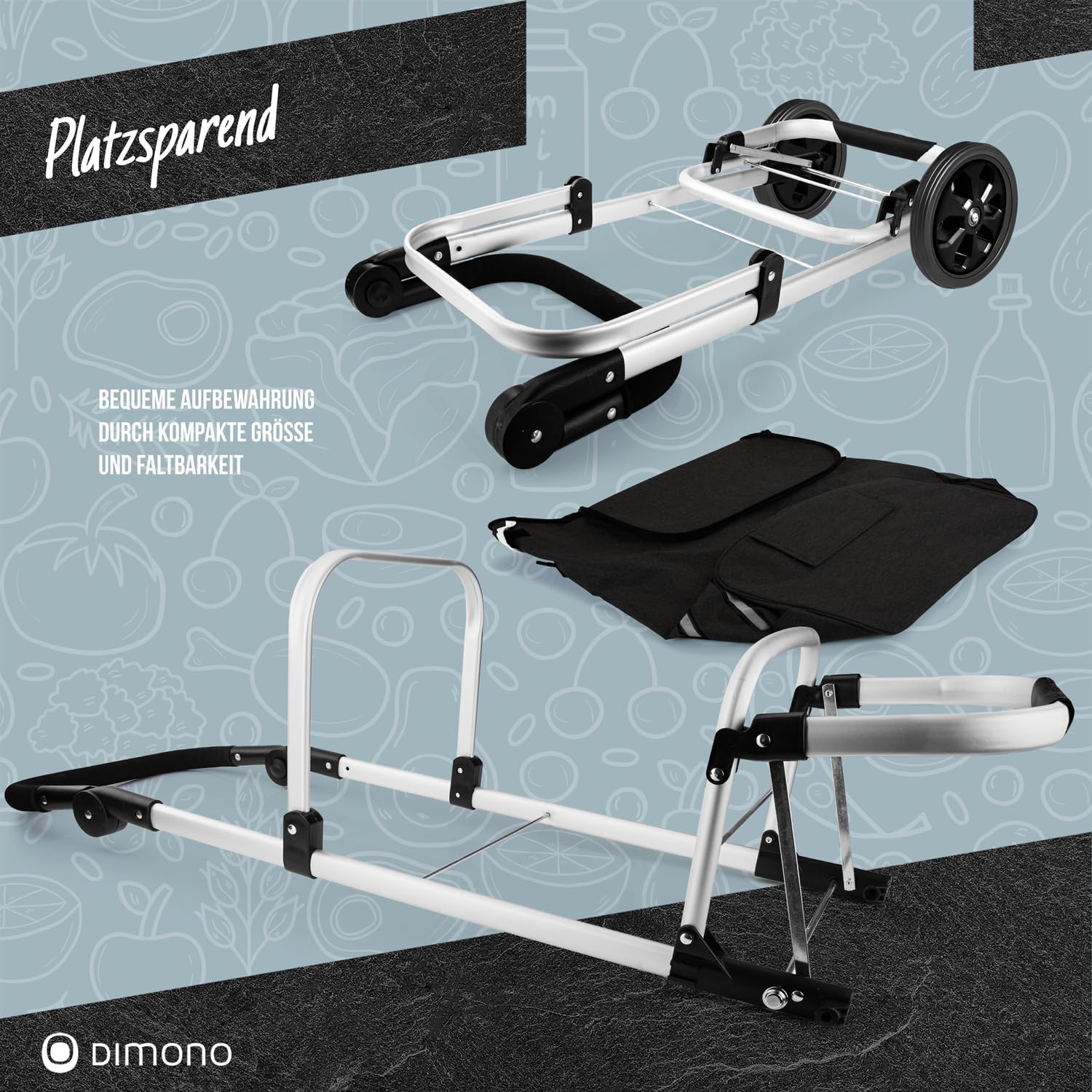 Thumbnail 5 de Dimono Folding Shopping Trolley with Cooler, 56 L, Detachable Bag
