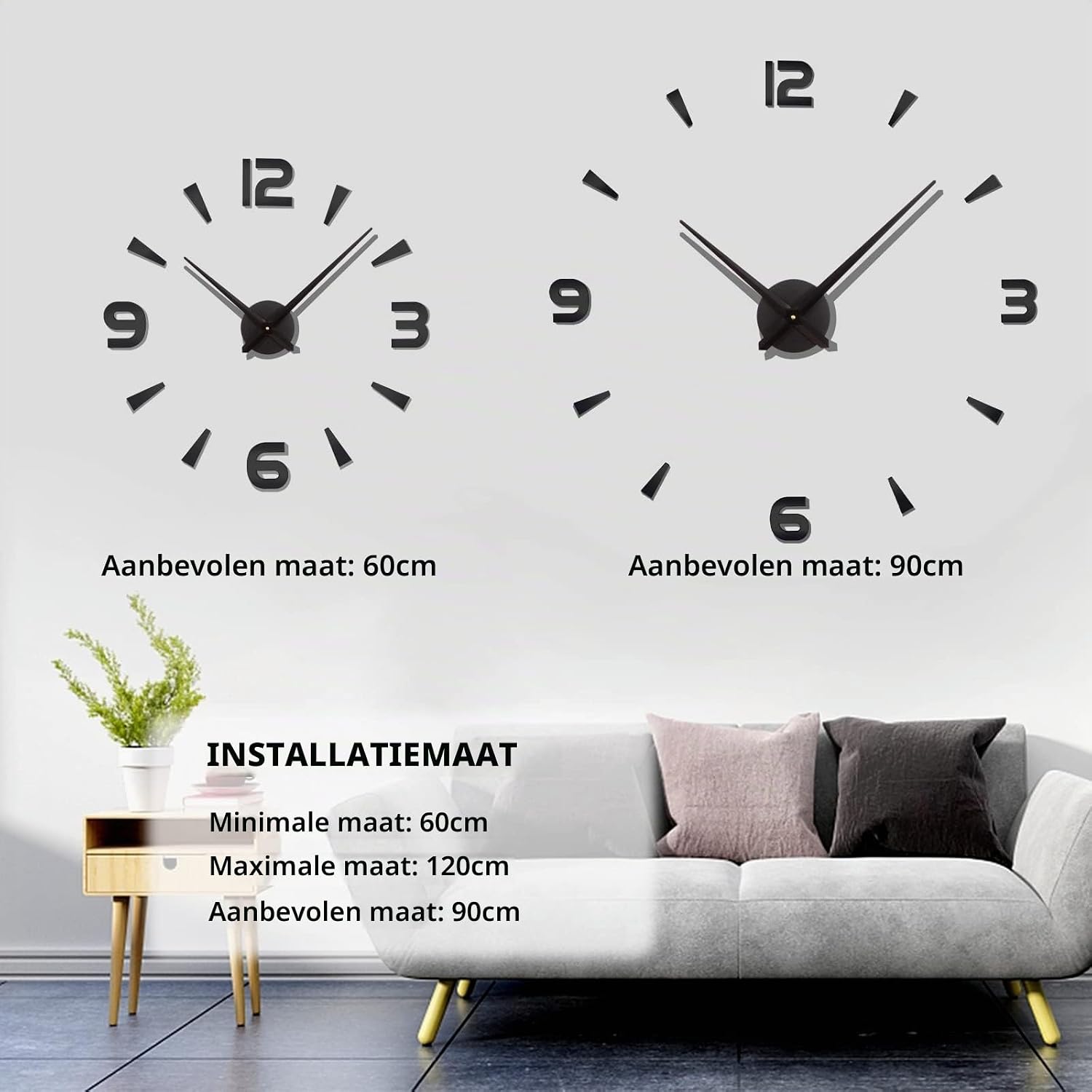 Thumbnail 2 de Warminn 3D DIY Large Wall Clock frameloze wandklok, 60-120 cm
