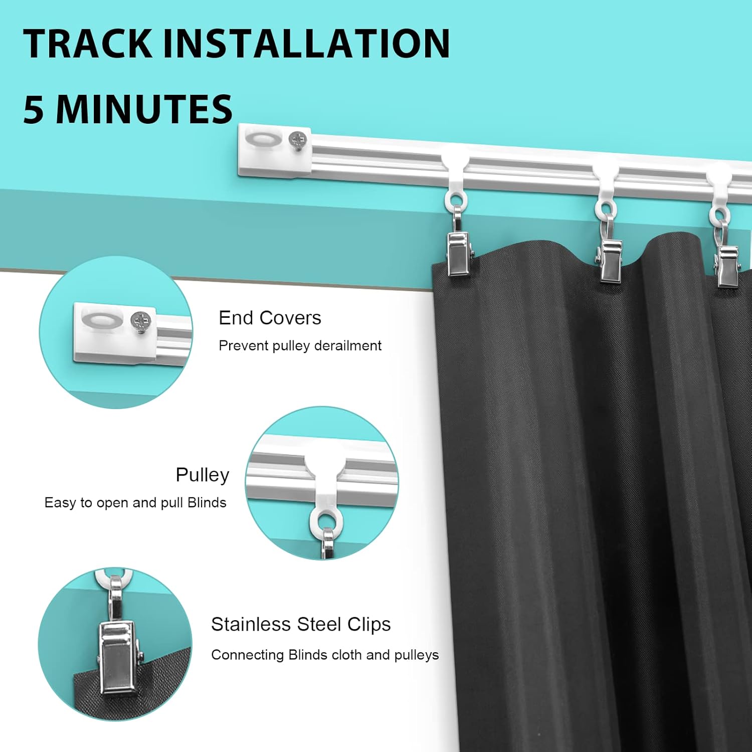 Thumbnail 1 de SwartLife Portable Blackout Blind with 3M No Drill Track (300x145cm)