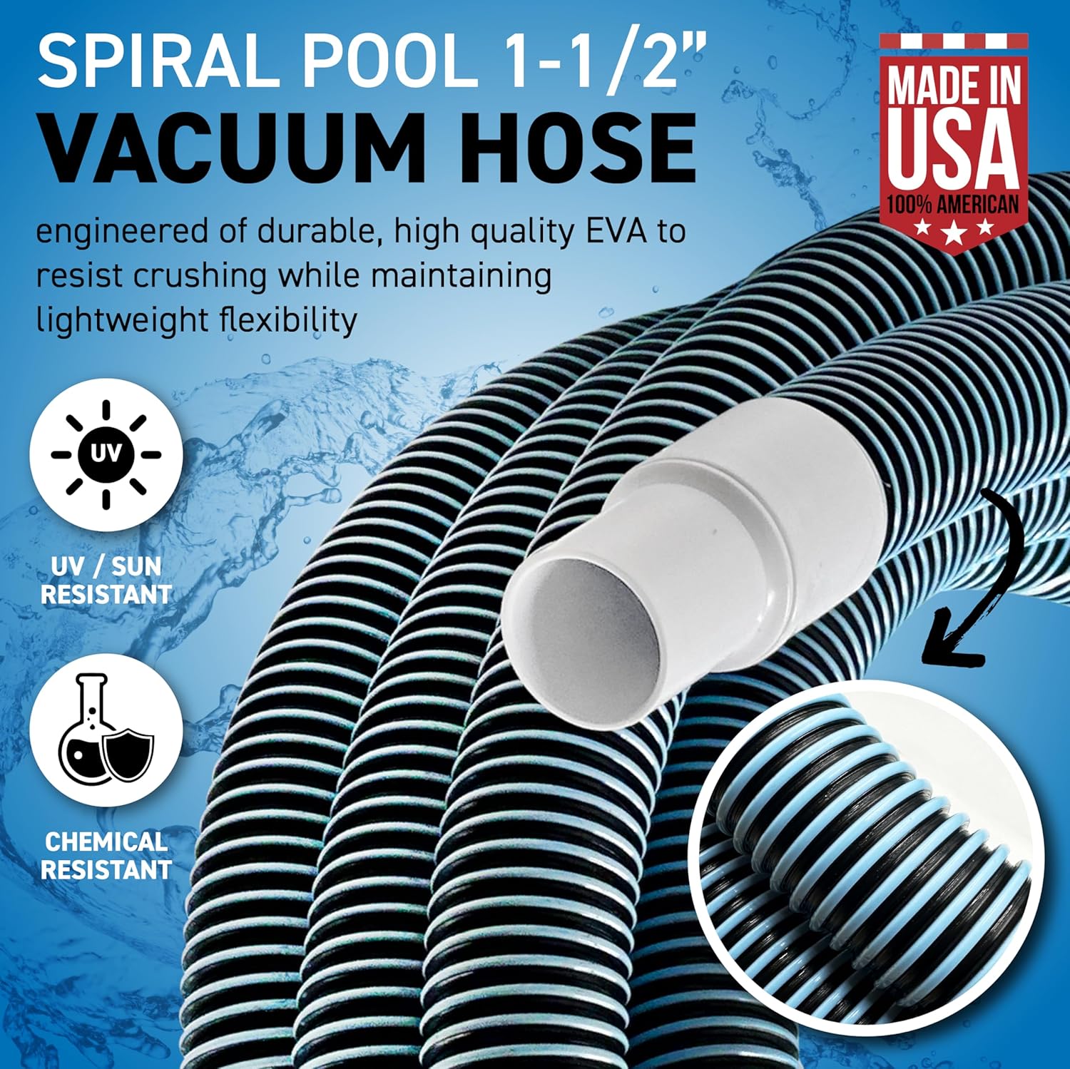 Detalle 2 de Swimming Pool Vacuum Hose 30-Ft ⚙