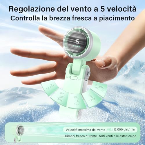 Detalle 2 de KARFUN Ventilatore Portatile: Mini, pieghevole a 180°, ricaricabile e compatto