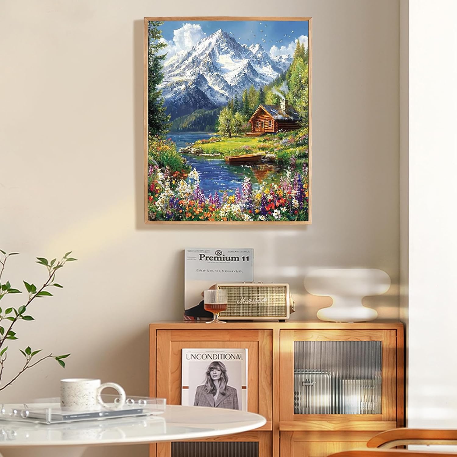 Detalle de Forest Mountain paint by numbers kit 16x20in