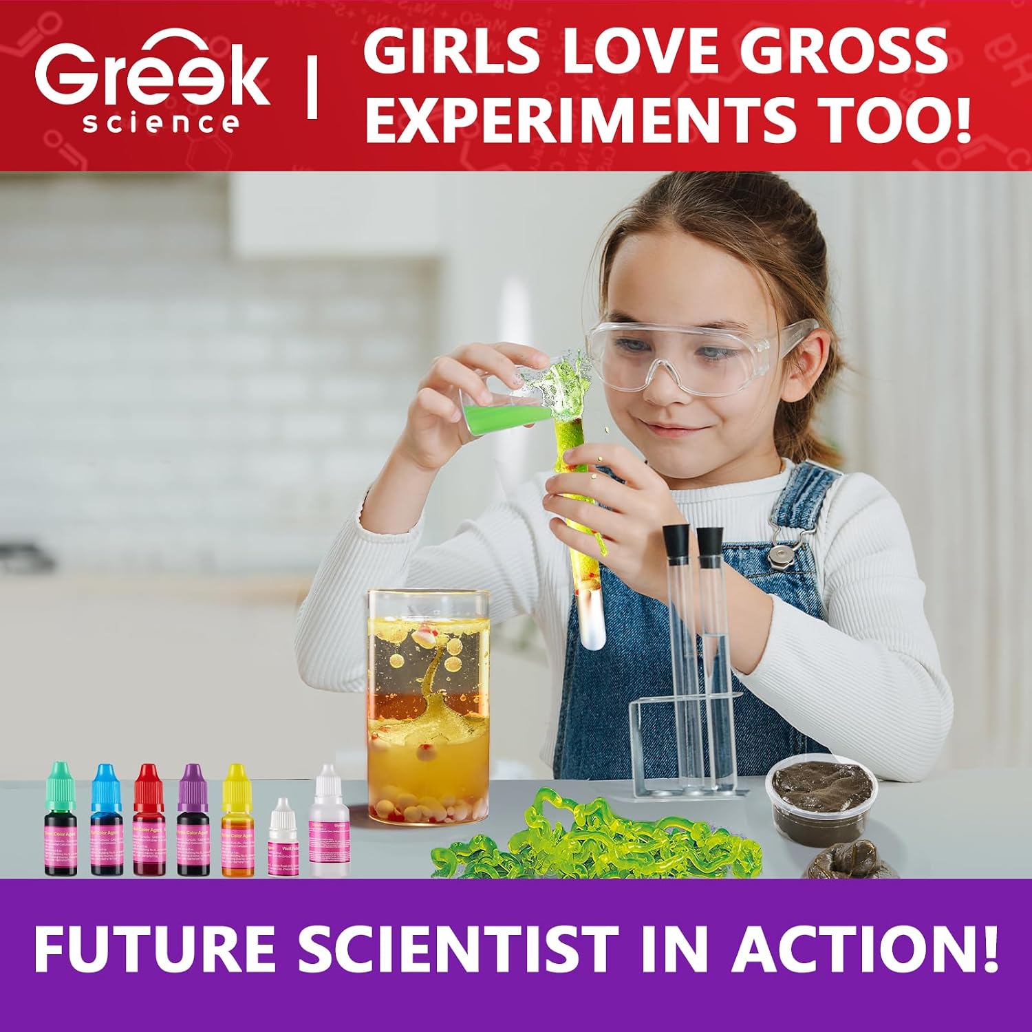 Detalle de Greek Science 75+ Eklige Experimente für Mädchen – STEM-Lernset ab 8 Jahren mit Gehirn-Dissektion & Organ-Schleim