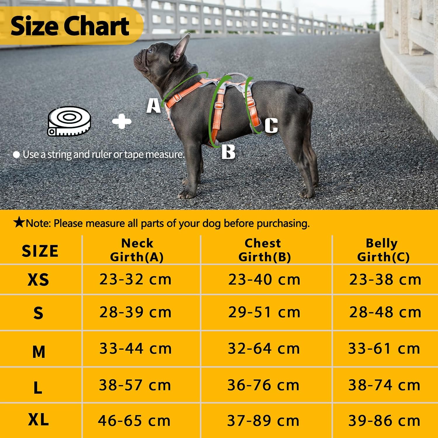 Thumbnail 1 de Huntboo Escape Proof Dog Harness (Orange, Size L) – No Pull Reflective Vest with Front & Back Clips
