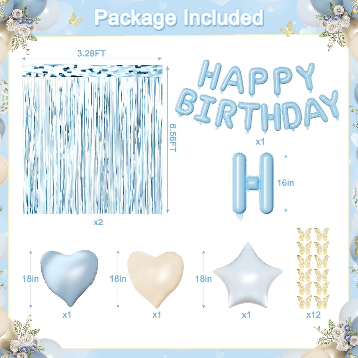 Detalle de Blue Birthday Decorations 40 Balloons ๐
