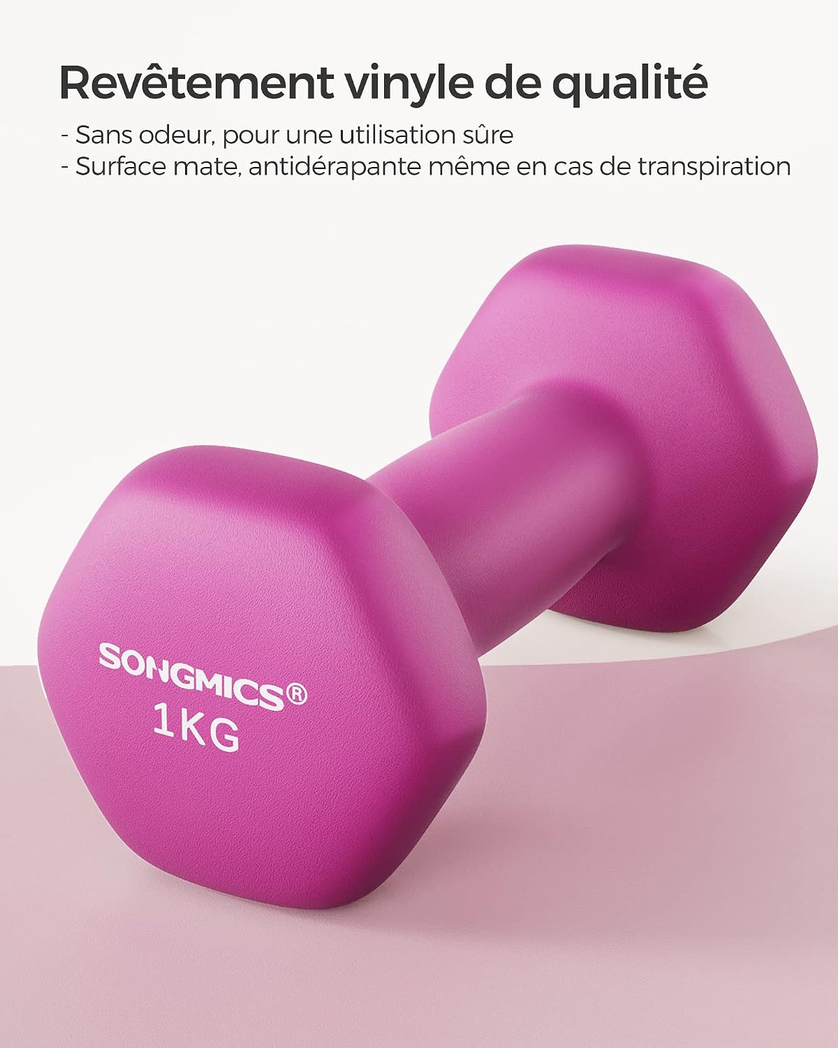 Detalle de Haltères hexagonaux SONGMICS – Lot de 2 avec revêtement néoprène pour entraînement à domicile