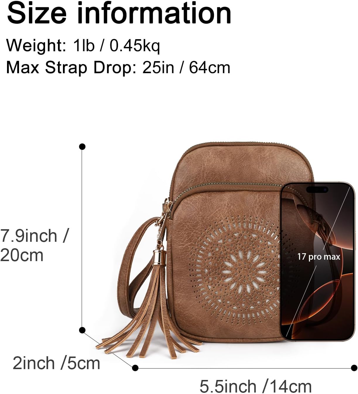 Thumbnail 2 de GLITZALL Small Crossbody Phone Bag in PU faux leather with tassel detail