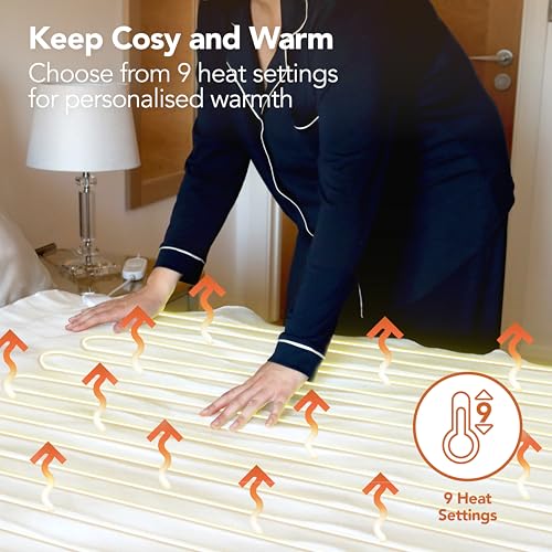 Thumbnail 1 de Igenix Electric Heated Blanket, Fitted Mattress Underblanket – 9 Heat Settings, 9-Hour Timer (Double, White)