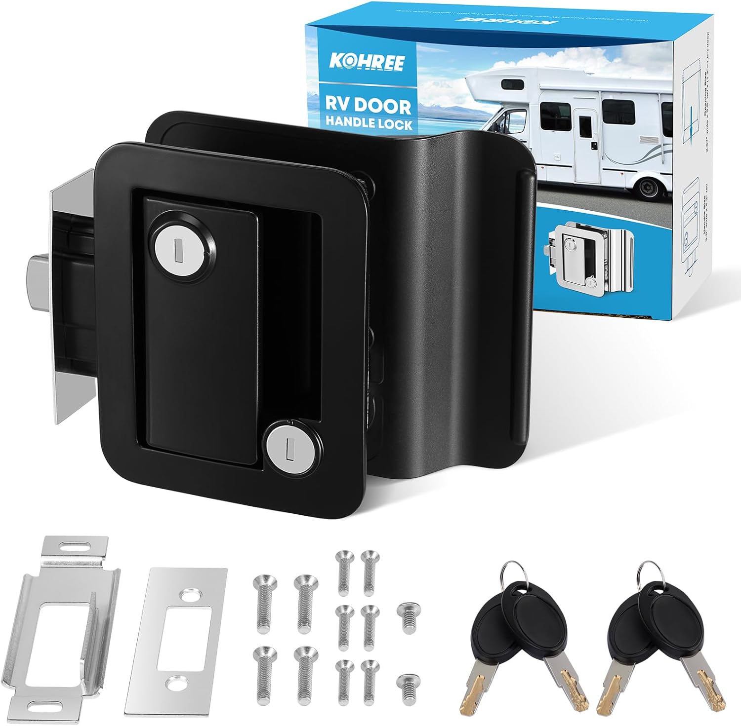 Kohree Upgraded RV Door Lock Replacement with Paddle Deadbolt (100% Zinc Alloy, Black)