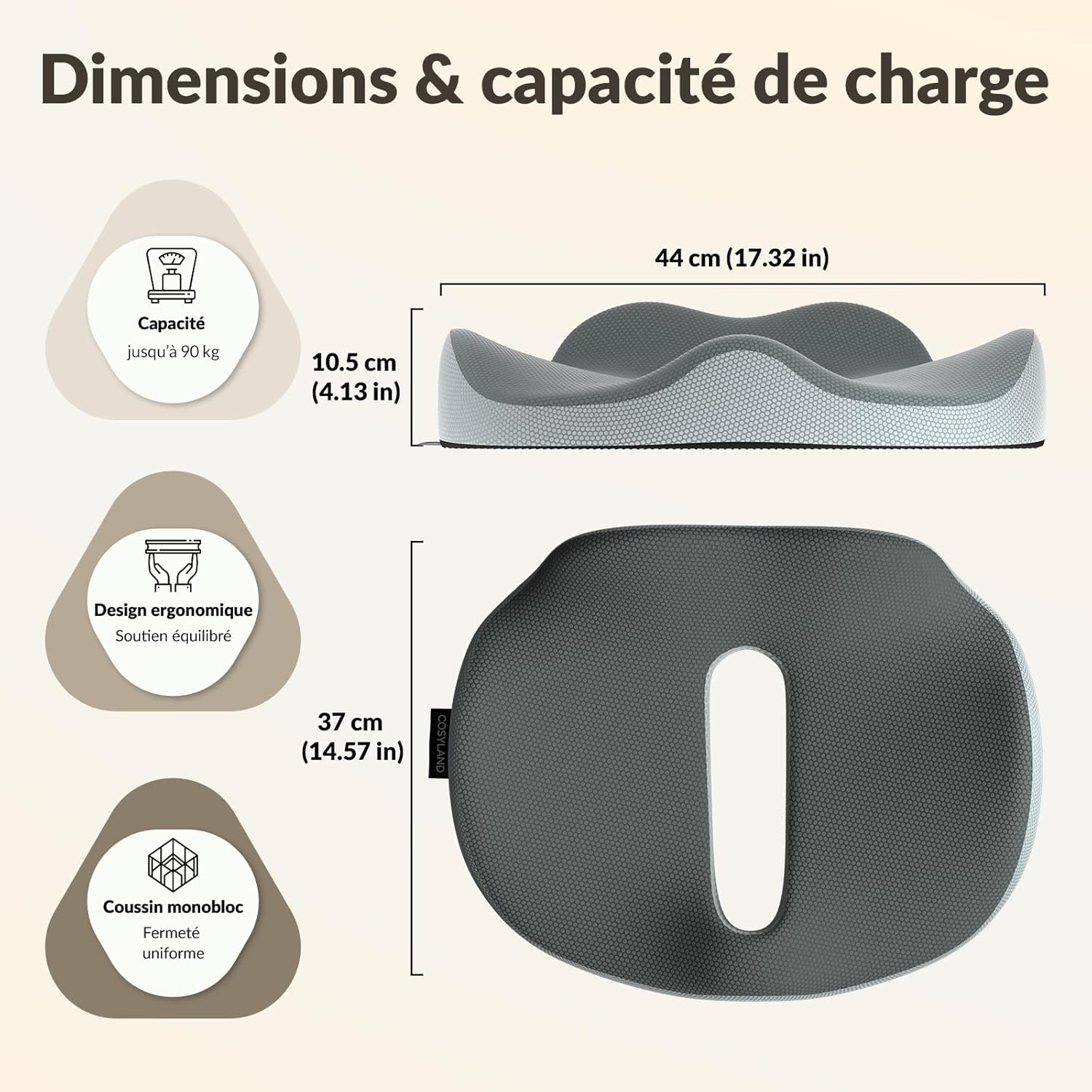Thumbnail 6 de COSYLAND Coussin d'assise orthopédique : confort ergonomique pour votre chaise de bureau