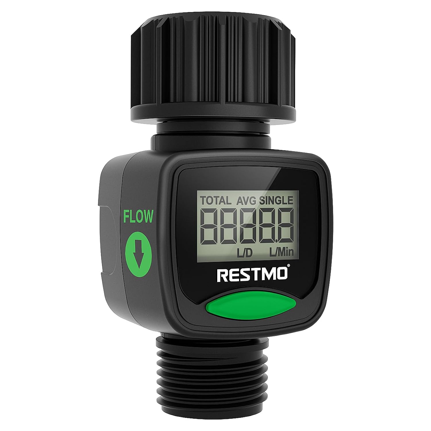 Detalle de RESTMO O-WM-4-BK Water Flow Meter with LCD and 4 Measurement Modes